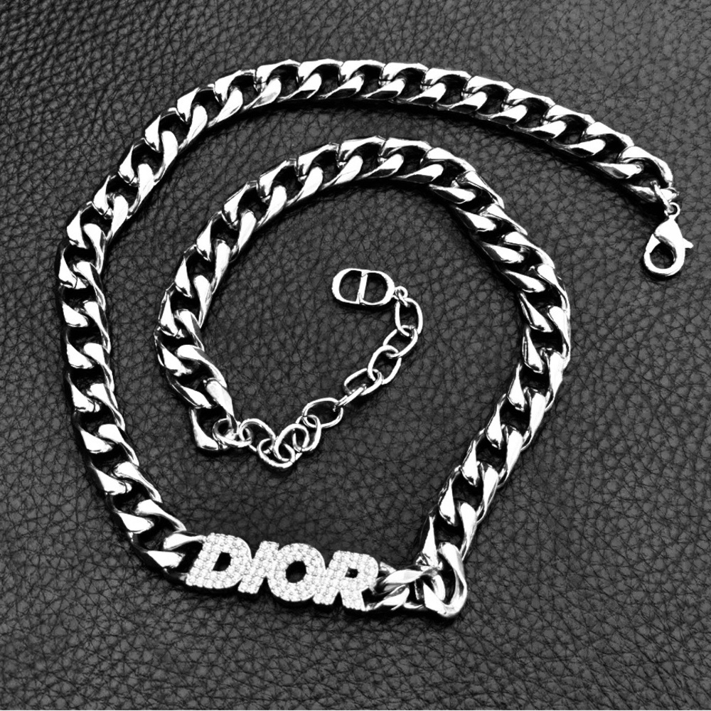 Silver Stainless Steel Designer Logo Chunky Link Chain
